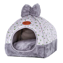 Load image into Gallery viewer, Brand New Cat Warm Cave Lovely Bow Design Puppy Winter Bed House Kennel Fleece Soft Nest For Small Medium Dog House for cat