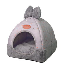 Load image into Gallery viewer, Brand New Cat Warm Cave Lovely Bow Design Puppy Winter Bed House Kennel Fleece Soft Nest For Small Medium Dog House for cat
